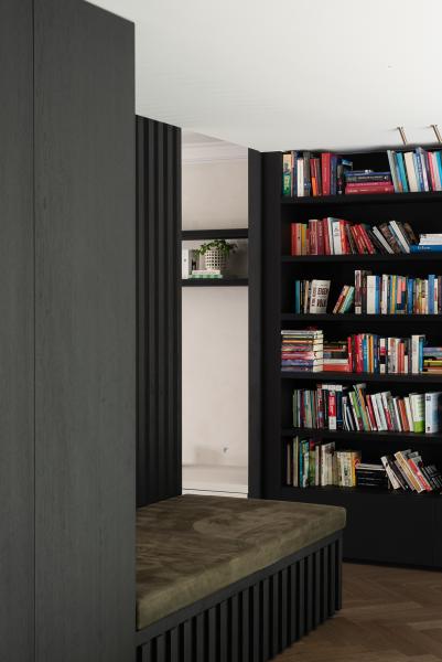 bureau, leder, donker eik fineer, bibliotheek, spiegelglas, gekleurde spiegel, zitbank