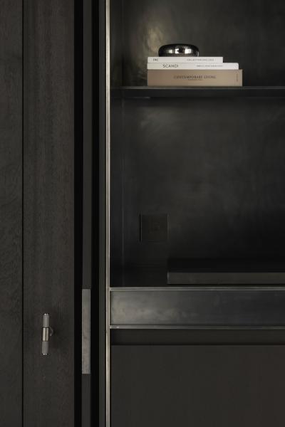 inox, donker hout fineer, inox maatwerk