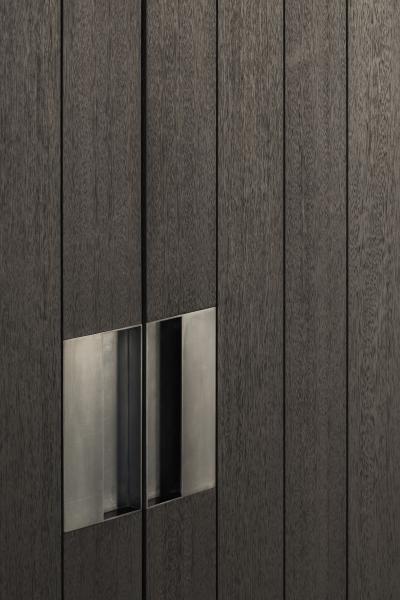inox, donker hout fineer, inox maatwerk